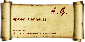 Apter Gergely névjegykártya